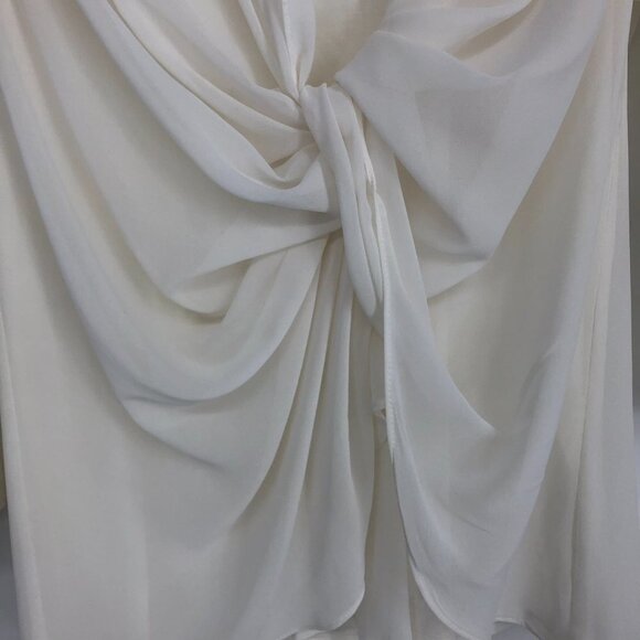 Reiss Ivory Tie twist Front Chiffon Layered 3/4 sleeve blouse size 0 - Picture 5 of 15